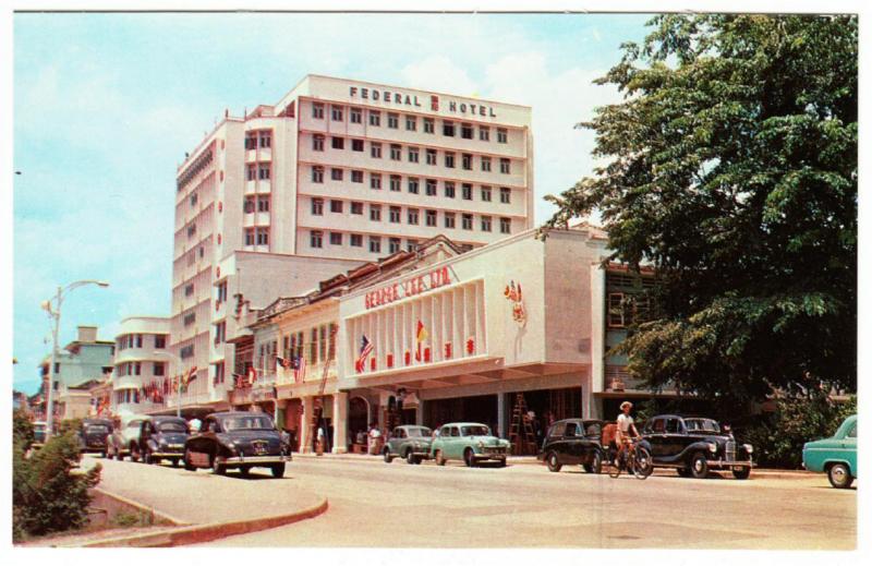 Malaysia Kuala Lumpur Federal Hotel Street View 1960s ASMK Postcard