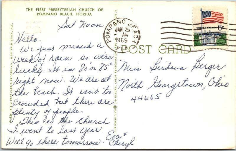 1969 First Presbyterian Church Pompano Beach,FL Broward County Florida Vintage