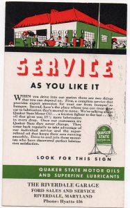 12709 Quaker State Motor Oil Service Reminder Hyattsville Maryland 1934