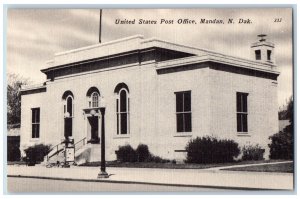 Mandan North Dakota ND Postcard United States Post Office Exterior c1940 Vintage