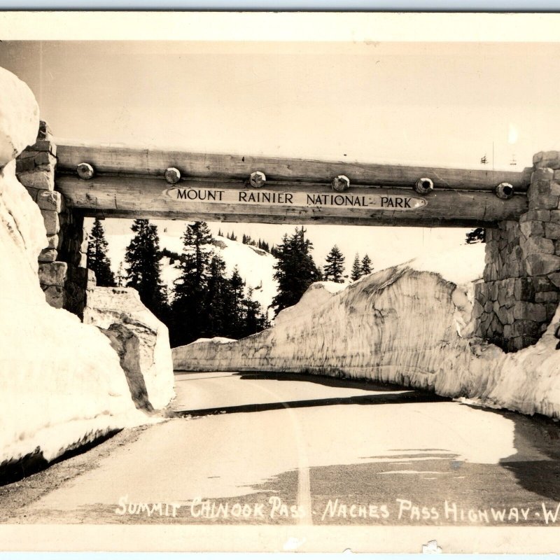 c1940s Washington Naches Pass Hwy RPPC Mt Rainier Park Summit Chinook Ellis A87