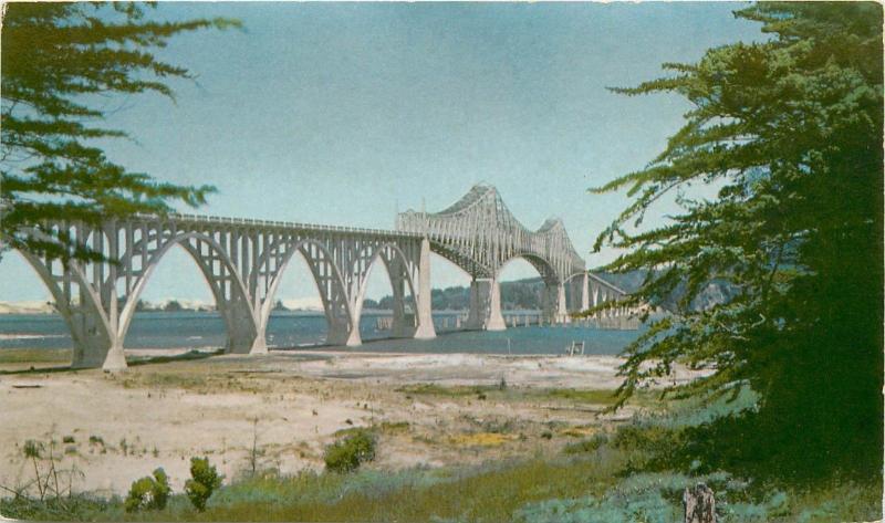 Coos Bay Bridge Oregon OR Union Oil 76 Gasoline Postcard