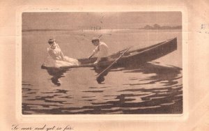 So Near But So Far Antique Rowing Boat Postcard