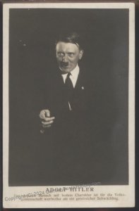 3rd Reich Germany Hitler Spricht Speaks Portrait Forbidden Hoffmann  RPPC 113155