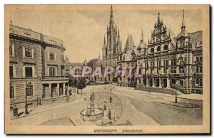 Old Postcard Wiesbaden Schlobplatz