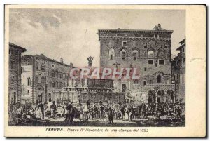 Old Postcard Perugia Piazza IV Novembre da una stampa del 1823