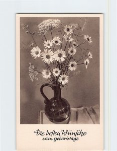 Postcard Die besten Wünsche zum Geburtstage with Flowers Vase Picture
