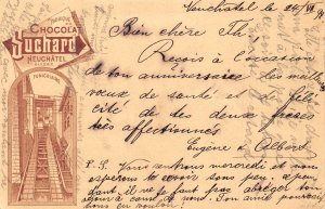 Switzerland Chocolat Suchard Adv Funicular Neuchatel 1898 postal stationery B991