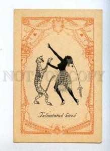 233202 ART NOUVEAU jaguar SILHOUETTE Nude Dancer Tonisson Old