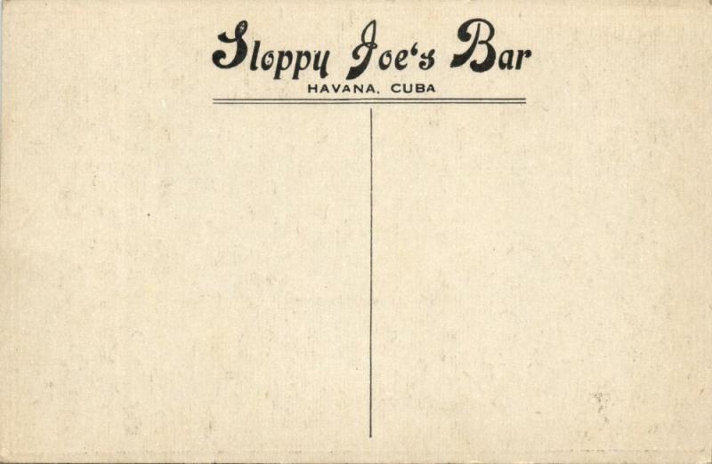 Cuba, HAVANA HABANA, Sloppy Joe's Bar, Lunch, Cigars & Sales (1930s) Postcard