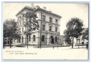 c1905 Post Office Building Street View Harrisburg PA Rotograph Antique Postcard 