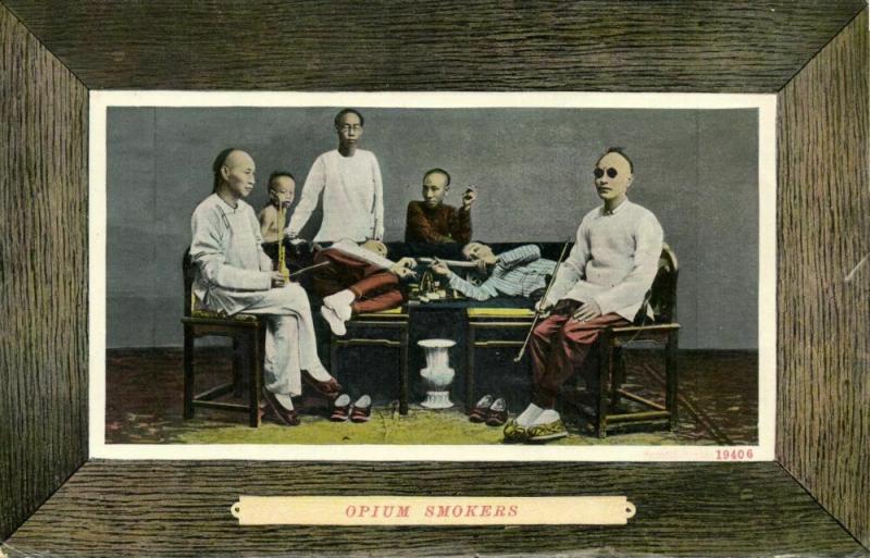 china, HONG KONG, Chinese Opium Smokers (1910s) Postcard