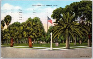 Texas TX, 1952 Park Scene, Rio Grande Valley, Tropical Tree, Vintage Postcard