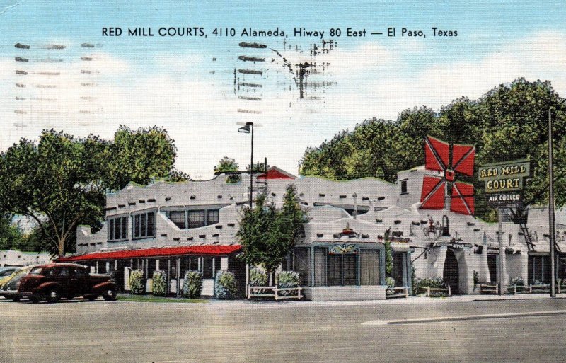 El Paso, Texas - The Red Mill Court - Unique with Spanish Architecture - 1952