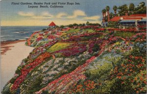 Floral Gardens Heisler Park and Victor Hugo Inn Laguna Beach CA Postcard PC537