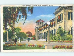 Damaged-Back W-Border HOTEL SCENE Belle Isle - Detroit Michigan MI B4562