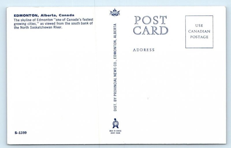 Skyline Edmonton - Night Scene - Alberta - CANADA Postcard