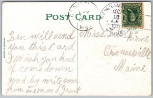 Vtg Birthday Greetings Roses Flowers Dove Lace Gold Gilt Embossed 1909 Postcard