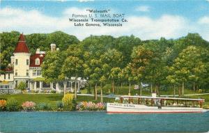 WI, Lake Geneva, Wisconsin Transportation Co., Walworth. US, Mail Boat