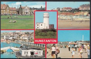 Norfolk Postcard - Views of Hunstanton, Lighthouse, Beach, Boating Lake A7660
