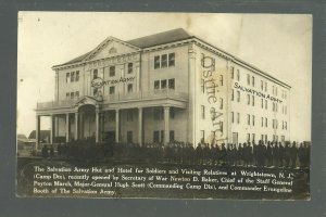 Wrightstown NEW JERSEY RPPC HOTEL Hut SALVATION ARMY U.S. Army Camp Dix MILITARY