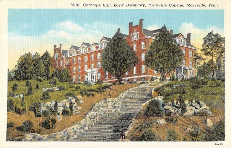 Maryville Tennessee College Carnegie Hall Boys Dorm Postcard JD933886