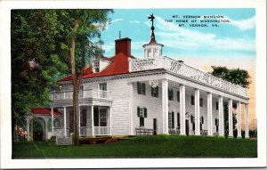 Postcard VA Mount Vernon Mt. Vernon Mansion Home of Washington
