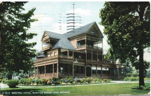 VINTAGE POSTCARD MANITOU HOTEL MANITOU BEACH LAKE ONTARIO CANADA MAILED IN 1915