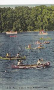 Minnesota Minneapolis Finish Of Canoe Derby Curteich