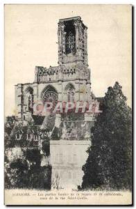 Old Postcard Army Soissons the upper parts of the front of the cathedral view...