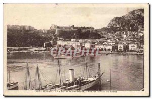 Monaco Postcard Old Port and La Condamine View of the palace of Prince