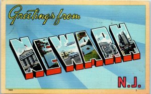 1940s Large Letter Greetings from Newark NJ Postcard