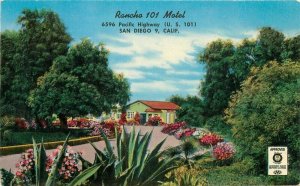 Colorpicture Rancho 101 Motel roadside San Diego California Postcard 20-2967