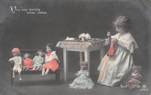 Toys/Dolls Post Card Very Busy Mending Dollies Clothes 1915