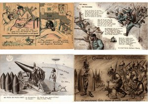 POLITIC PROPAGANDA SATIRE WWI ARTIST CH-LEO 13 Vintage Postcards (L2889)