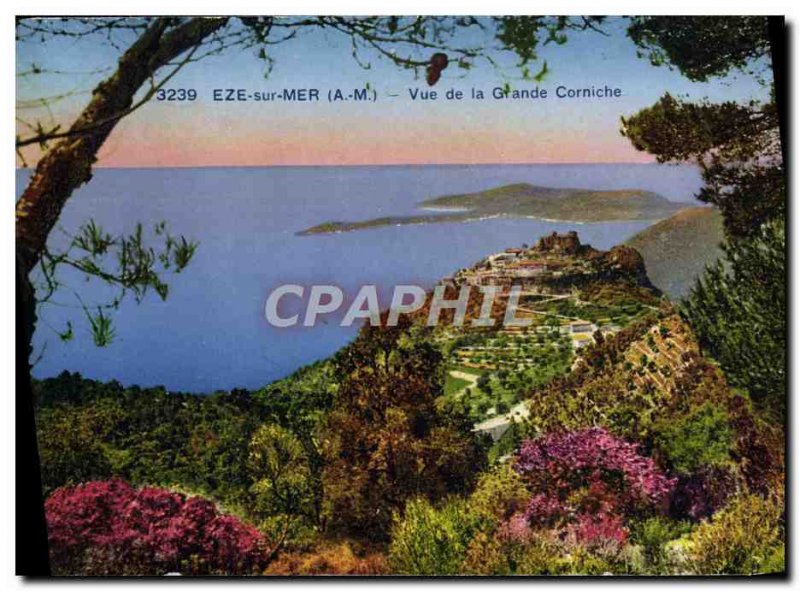 Old Postcard Eze Sur Mer View of the great Corniche