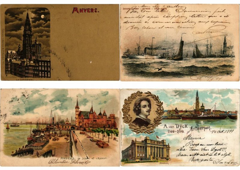 BELGIUM LITHOGRAPHY 37 Vintage LITHO postcards pre-1920 (L3841)