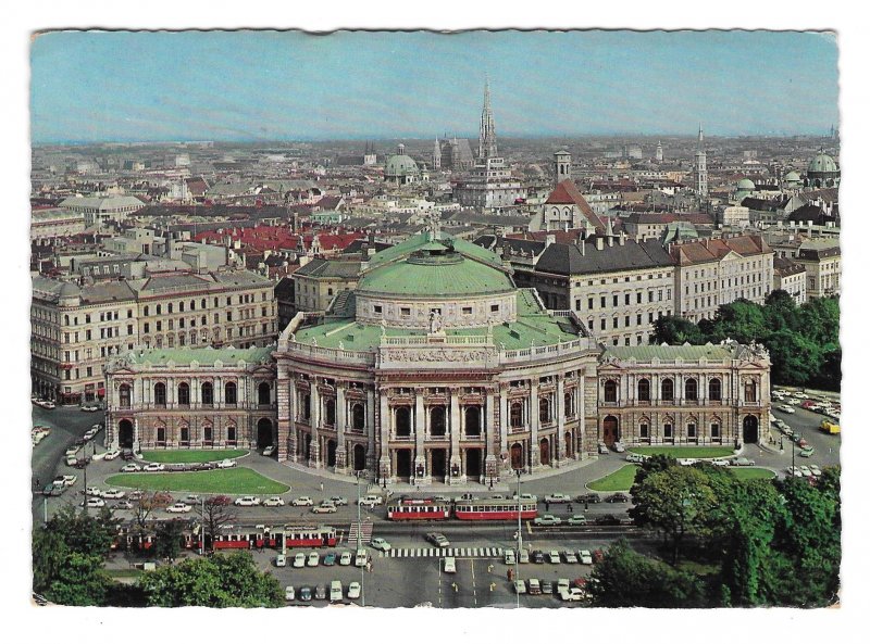 Austria Wien Vienna Burgtheater Birds Eye Aerial View 4X6 Postcard Vntg 1968