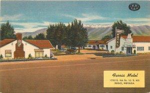 Postcard 1940s Nevada Reno Farris Motel roadside Colorpicture 22-13019