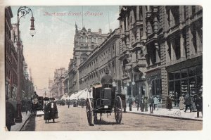 P3297 JL,S old postcard busy wagons people etc buchanan st. glasdgow  scptland