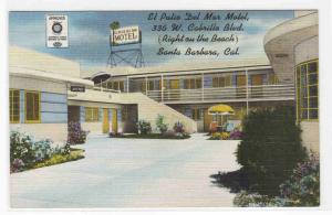 El Patio Del Mar Motel Santa Barbara California linen postcard