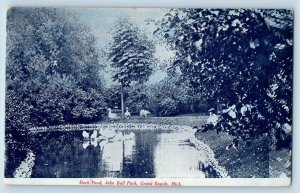 Grand Rapids Michigan Postcard Duck Pond John Ball Park Scenic View 1910 Vintage