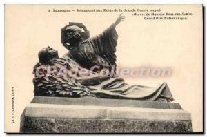 Postcard Old Langogne Monument Aux Morts Of The Great War