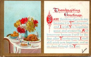 Thanksgiving Greetings With Table Set With Food