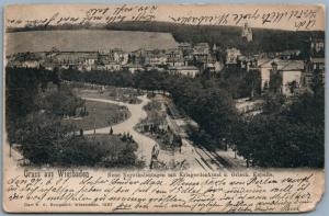 GRUSS AUS WIESBADEN GERMANY 1901 ANTIQUE POSTCARD