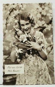 RPPC Pretty Woman Charms with Fish For Her Man c1920s Leo Paris Postcard I18