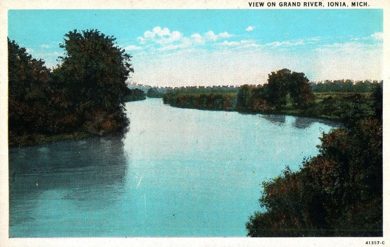 VINTAGE POSTCARD VIEW ON GRAND RIVER IONIA MICHIGAN