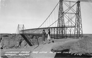 Cameron Arizona Little Colorado River Suspension Bridge 1940s RPPC Postcard