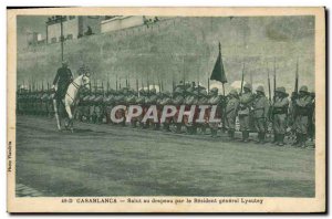 Old Postcard Army Hi Casablanca to the flag by the Resident General Lyautey