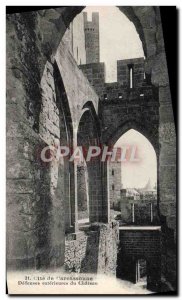 Postcard Old Cite Carcassonne Defenses External of the castle